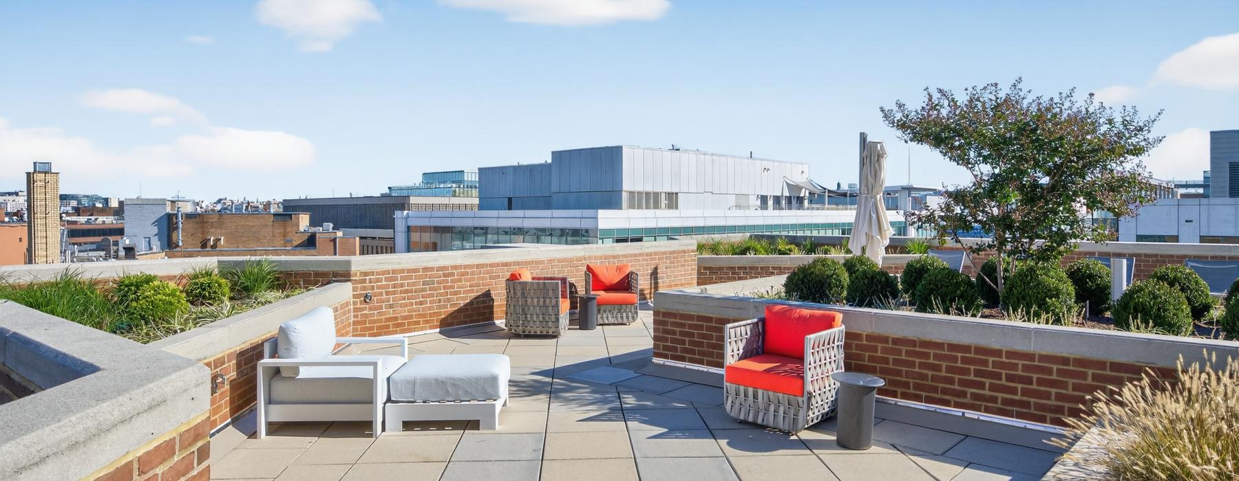 patio furniture on rooftop deck