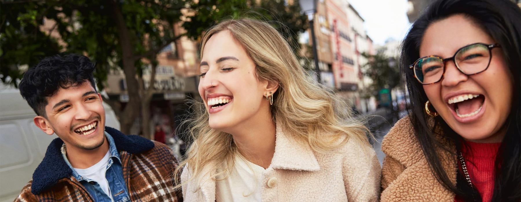 a group of people laughing
